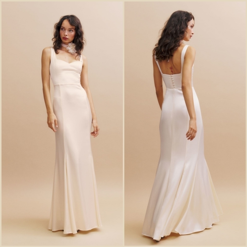 Reformation Payton Satin Dress in Fior Di Latte